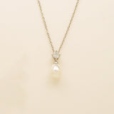 Eclipse Pearl and Crystal Bridal Necklace / Silver
