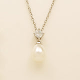Eclipse Pearl and Crystal Bridal Wedding Jewellery Set in Silver photo 3