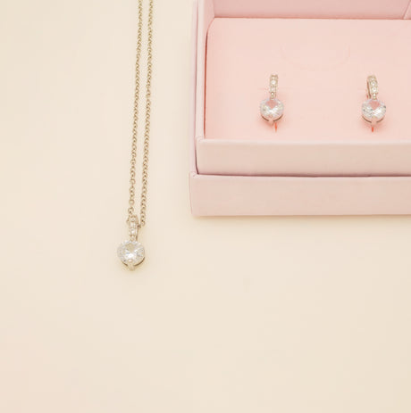 Elegant Wishes Crystal Wedding Jewellery Set / Silver