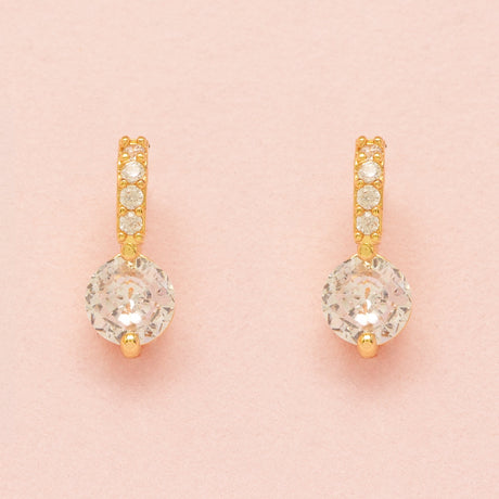 Pair of Elegant Wishes gold crystal drop wedding earrings