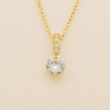 Elegant Wishes gold crystal wedding necklace with round crystal pendant