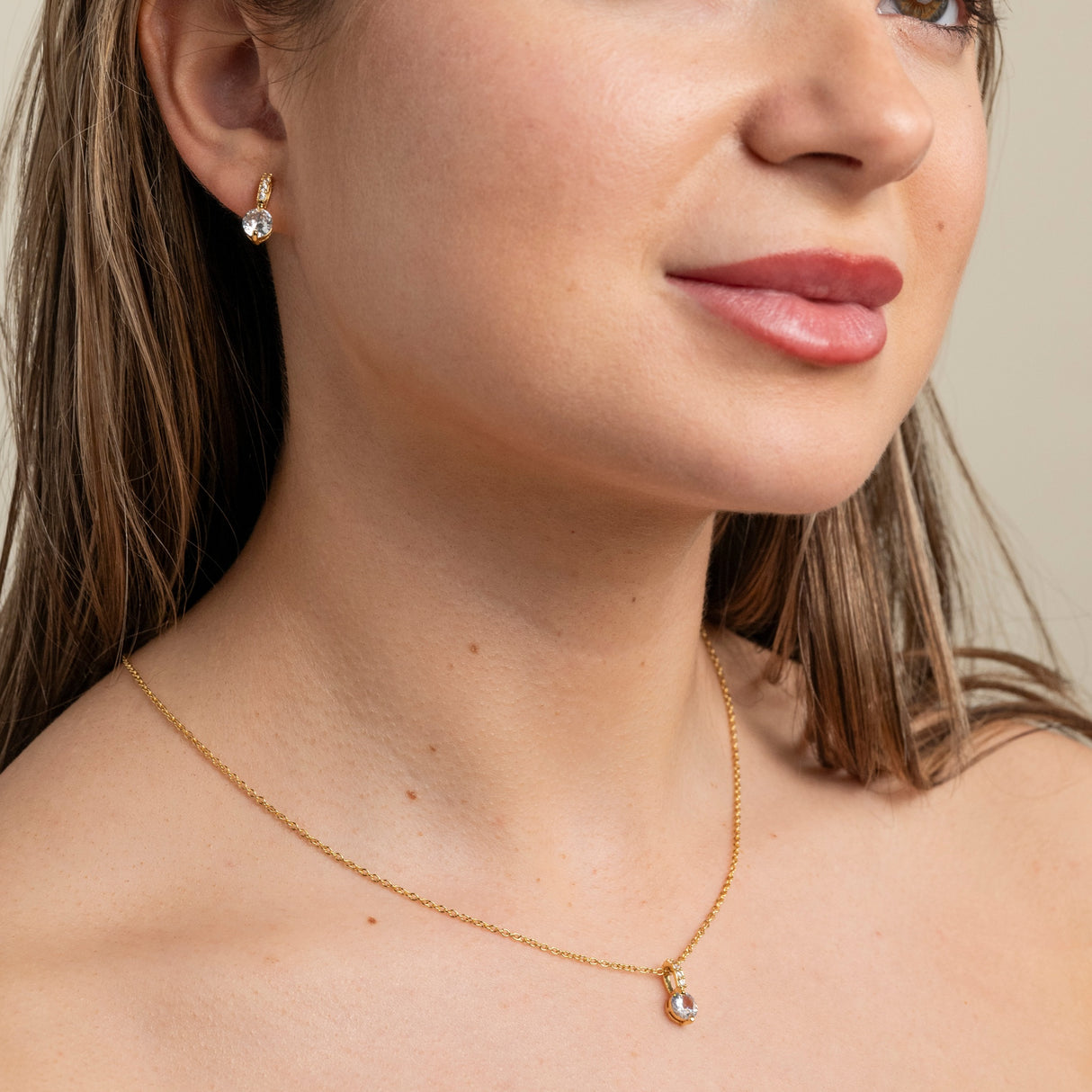 Elegant Wishes Crystal Wedding Jewellery Set / Gold