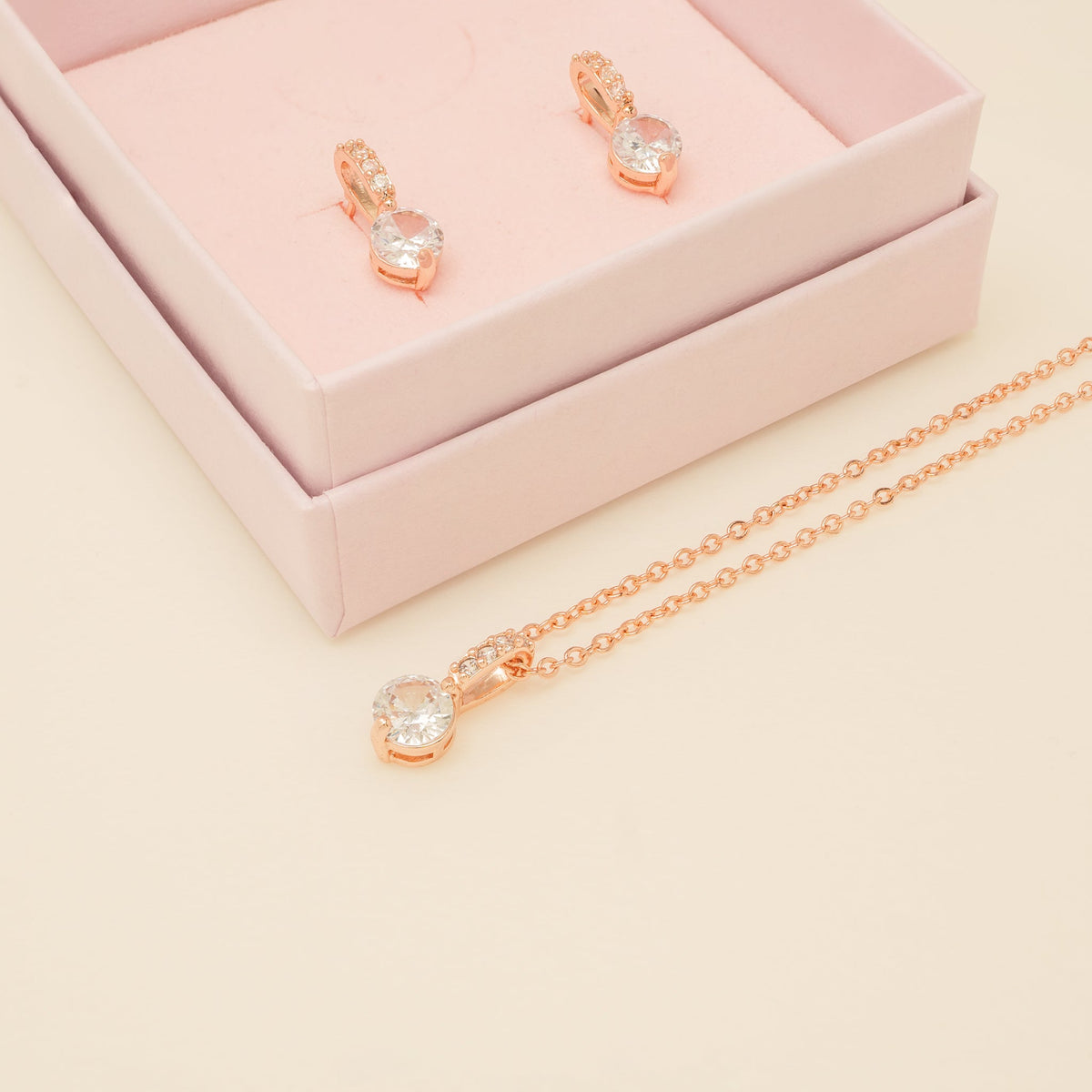 Elegant Wishes Crystal Wedding Jewellery Set / Rose Gold