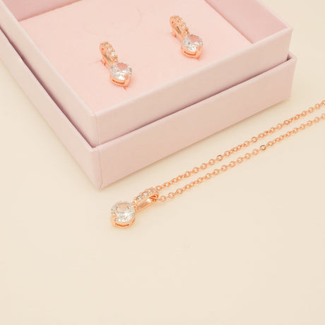 Elegant Wishes Crystal Wedding Jewellery Set / Rose Gold