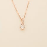 Elegant Wishes rose gold crystal wedding necklace with round crystal pendant