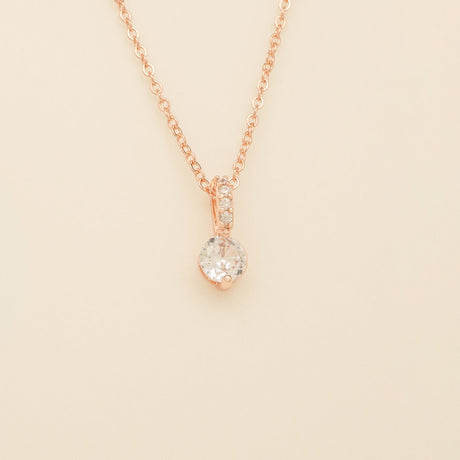 Elegant Wishes rose gold crystal wedding necklace with round crystal pendant