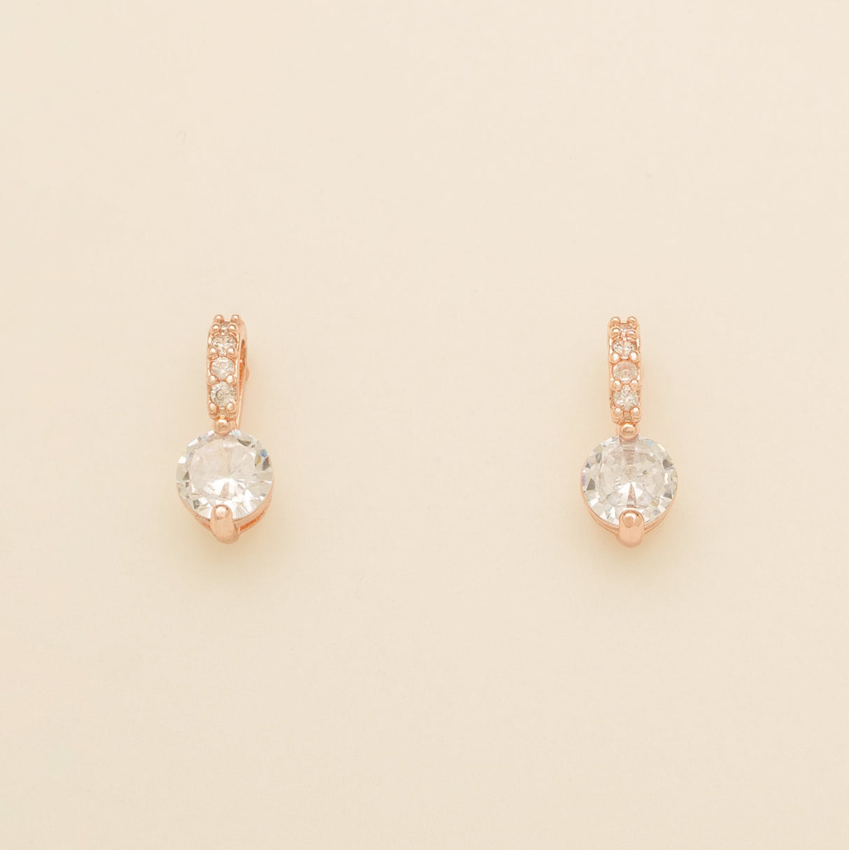 Pair of Elegant Wishes rose gold crystal drop wedding earrings