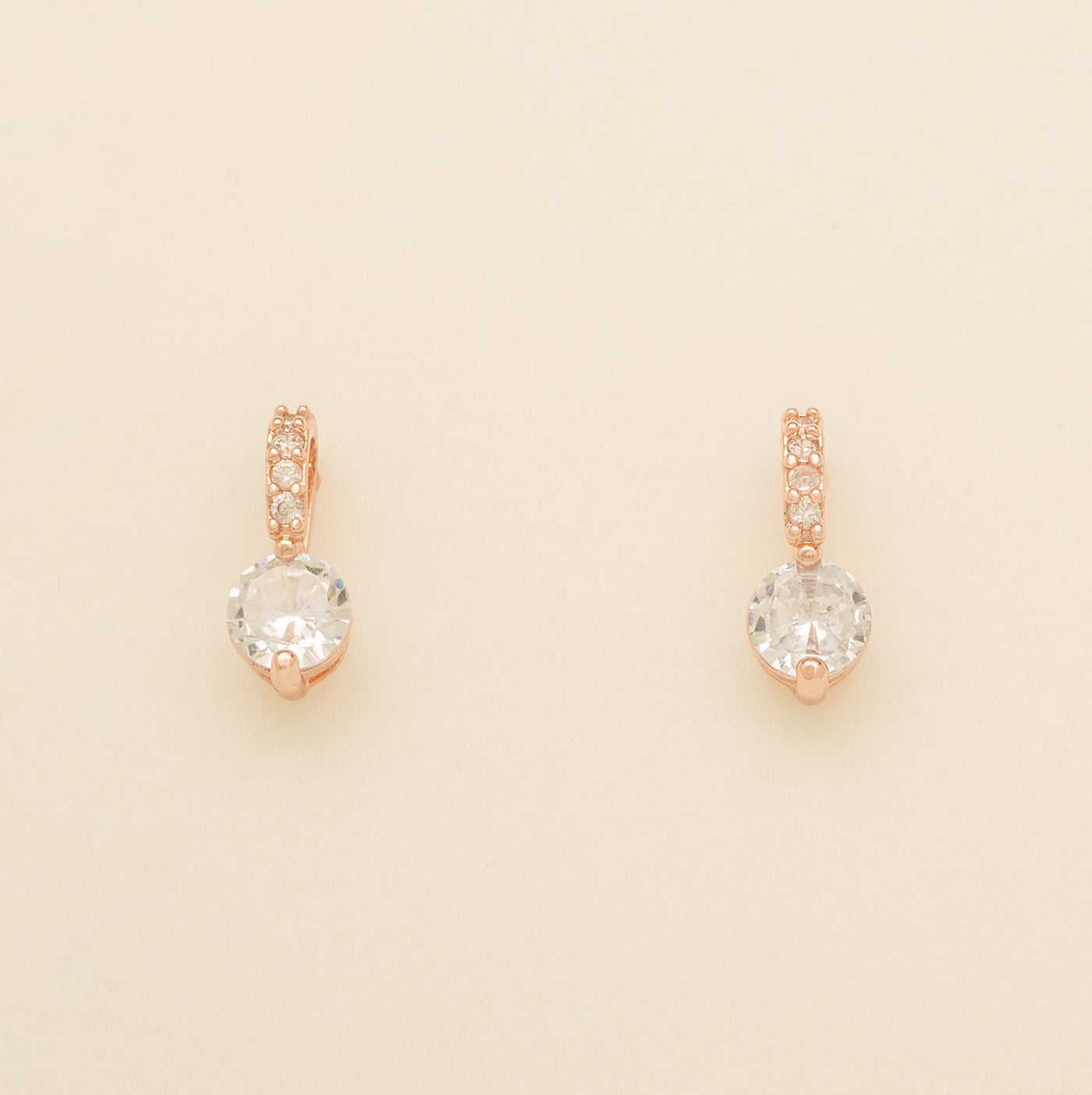 Pair of Elegant Wishes rose gold crystal drop wedding earrings