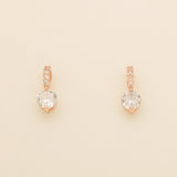 Pair of Elegant Wishes rose gold crystal drop wedding earrings