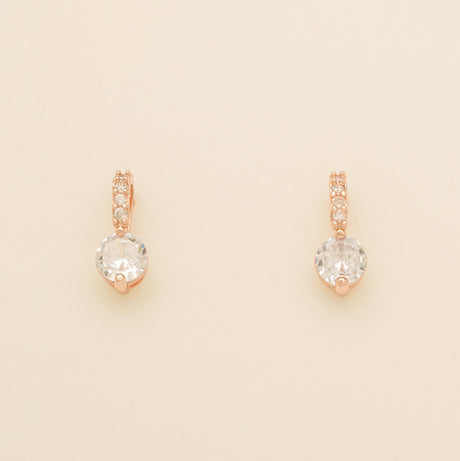 Pair of Elegant Wishes rose gold crystal drop wedding earrings