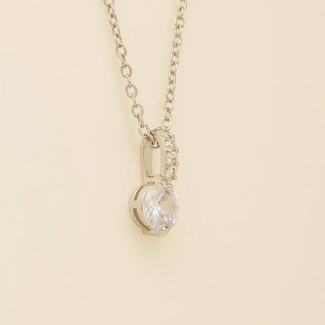 Elegant Wishes silver crystal wedding necklace with round crystal pendant