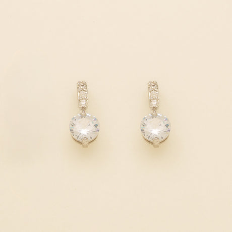 Pair of Elegant Wishes silver crystal drop wedding earrings