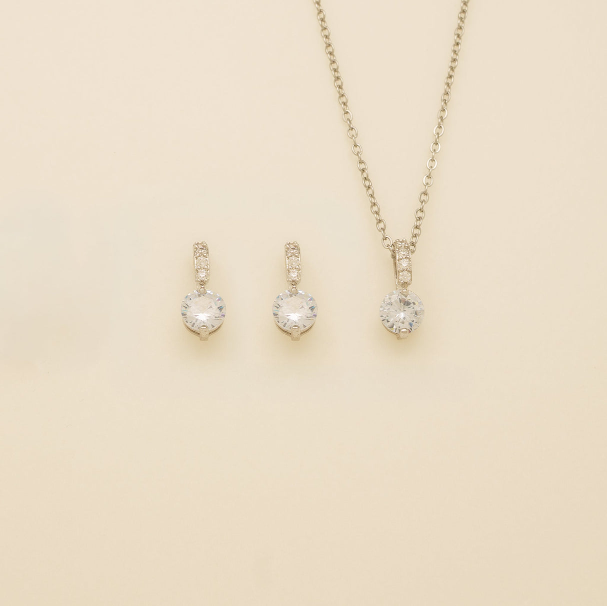 Elegant Wishes Crystal Wedding Jewellery Set / Silver