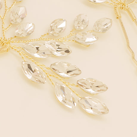 Elinor Crystal Spray Wedding Hair Pins in Gold photo 7