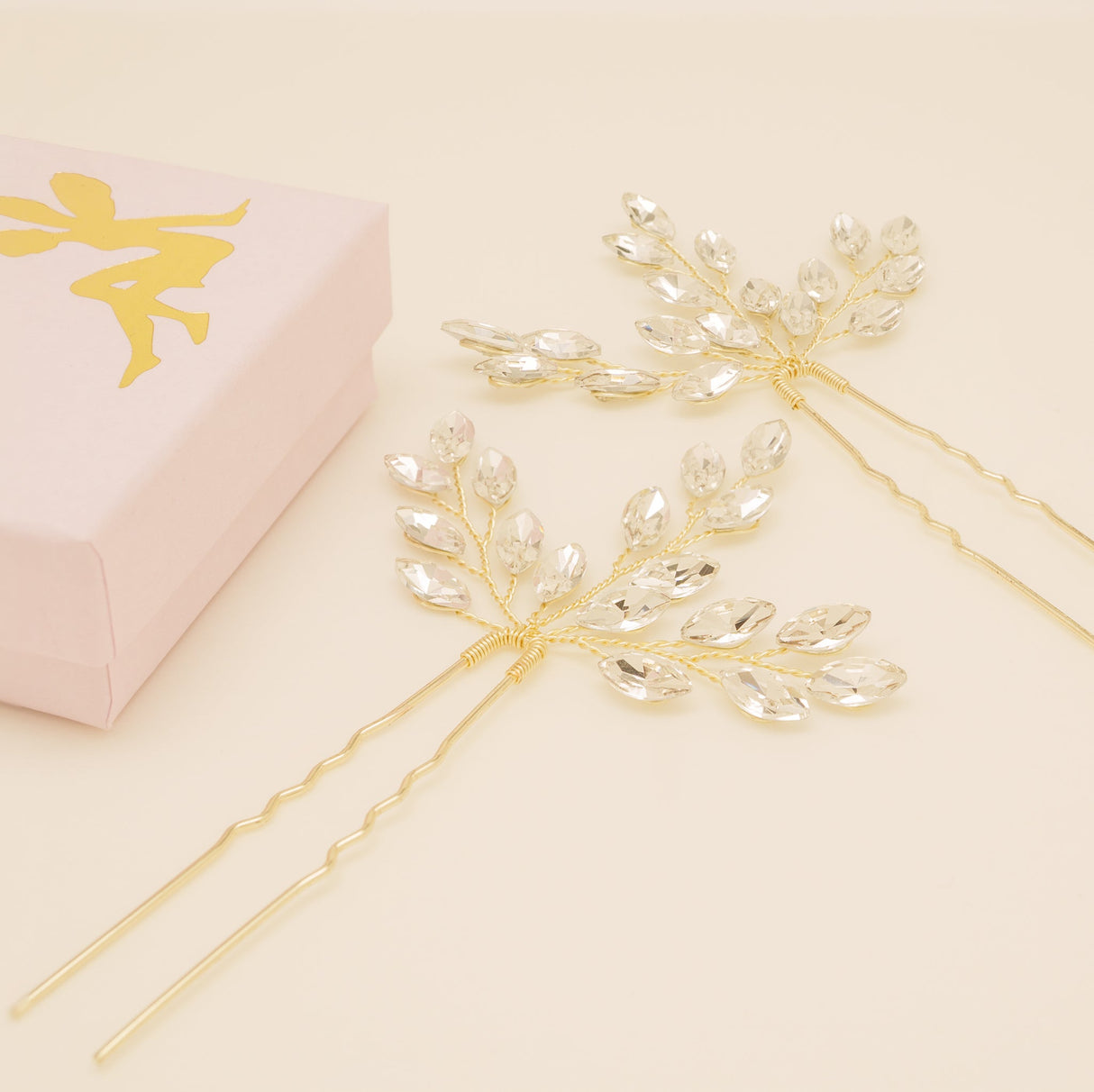 Elinor Crystal Spray Wedding Hair Pins in Gold