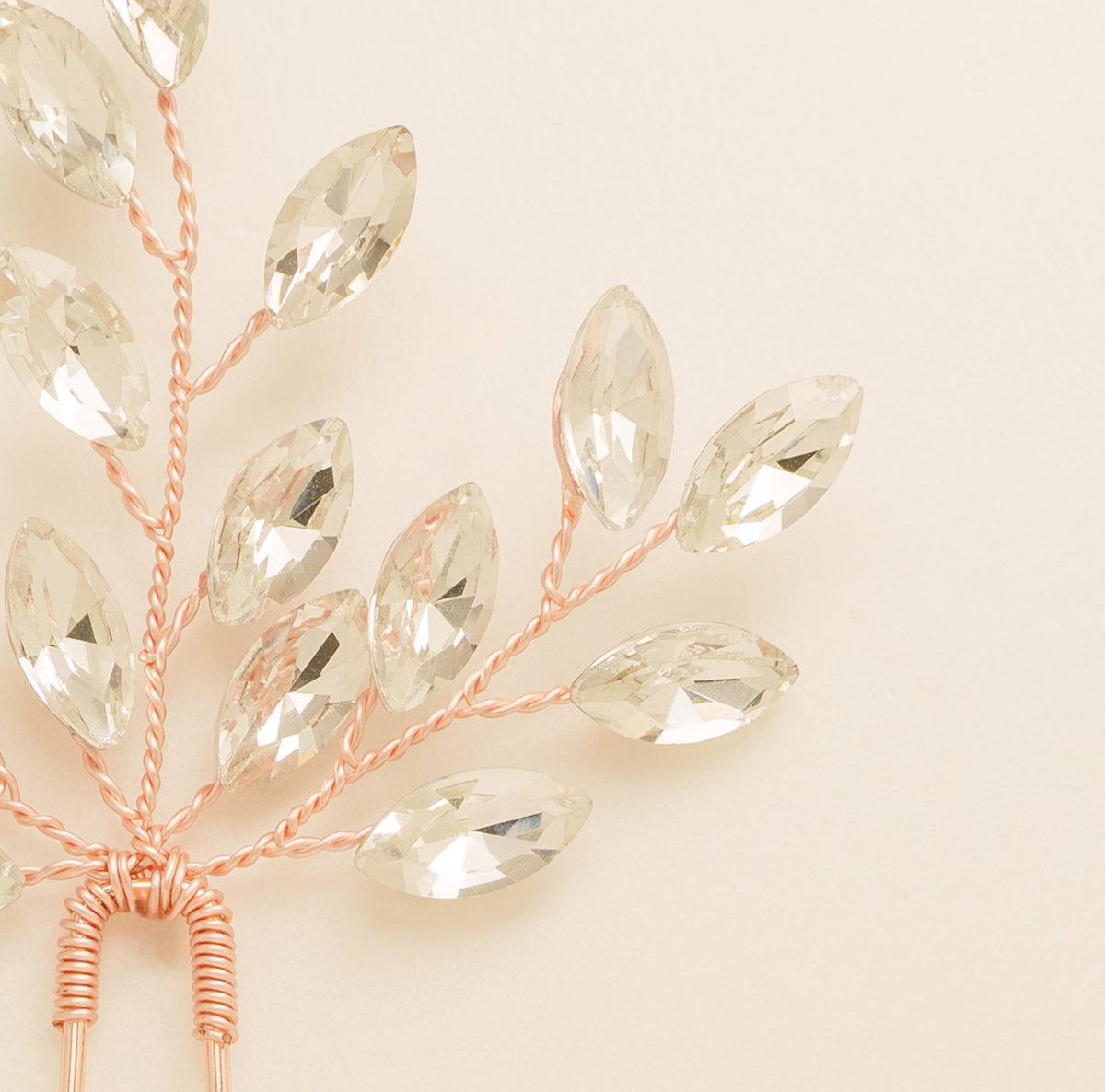 Elinor Crystal Spray Wedding Hair Pins in Rose Gold photo 3