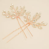 Elinor Crystal Spray Wedding Hair Pins in Rose Gold photo 6