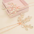 Elinor Crystal Spray Wedding Hair Pins in Rose Gold