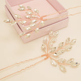 Elinor Crystal Spray Wedding Hair Pins in Rose Gold