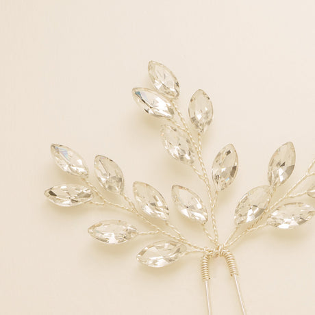Elinor Crystal Spray Wedding Hair Pins in Silver photo 5