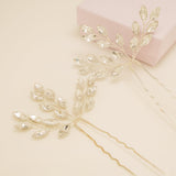 Elinor Crystal Spray Wedding Hair Pins in Silver photo 2