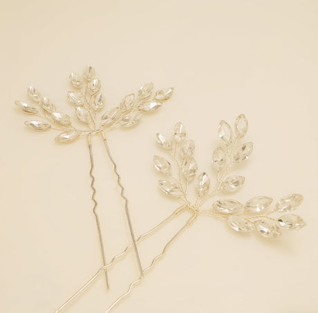 Elinor Crystal Spray Wedding Hair Pins in Silver photo 9