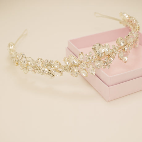 Fashionista Belle Crystal Bridal Headband in Silver