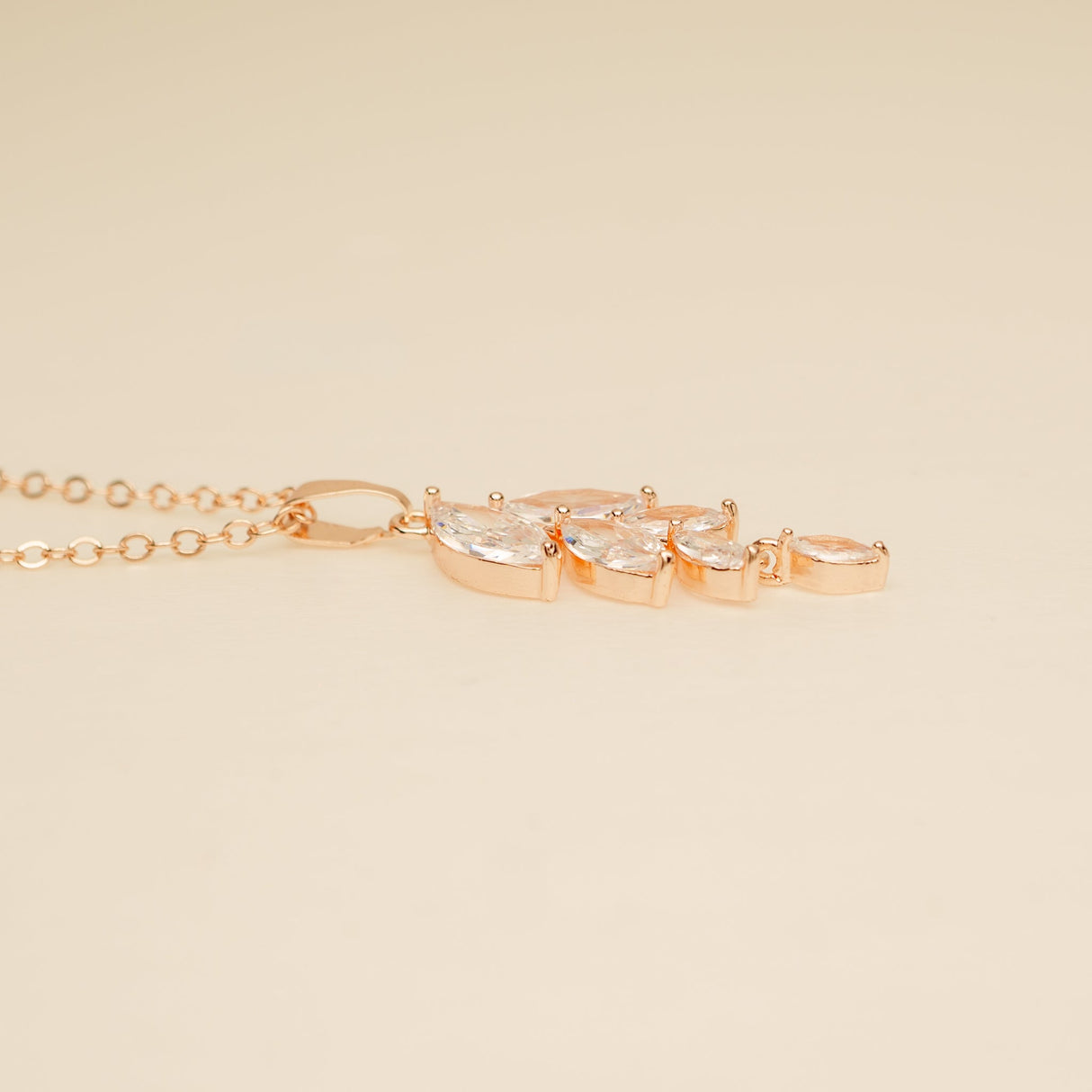 Fearne Crystal Wedding Necklace / Rose Gold