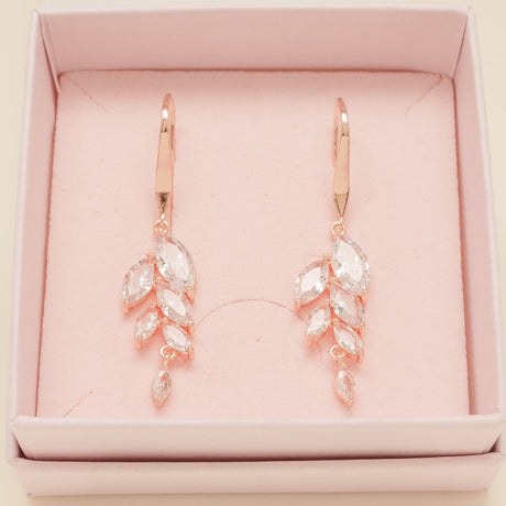 Fearne Crystal Wedding Earrings / Rose Gold