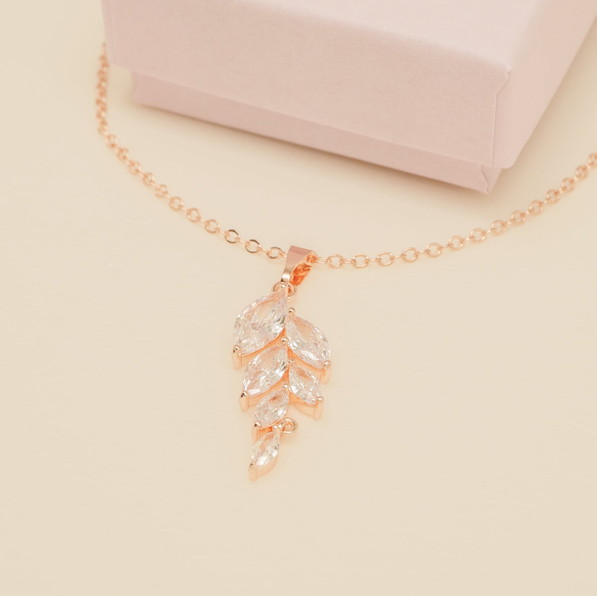 Fearne Crystal Wedding Necklace / Rose Gold