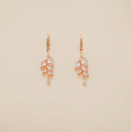 Fearne Crystal Wedding Earrings / Rose Gold