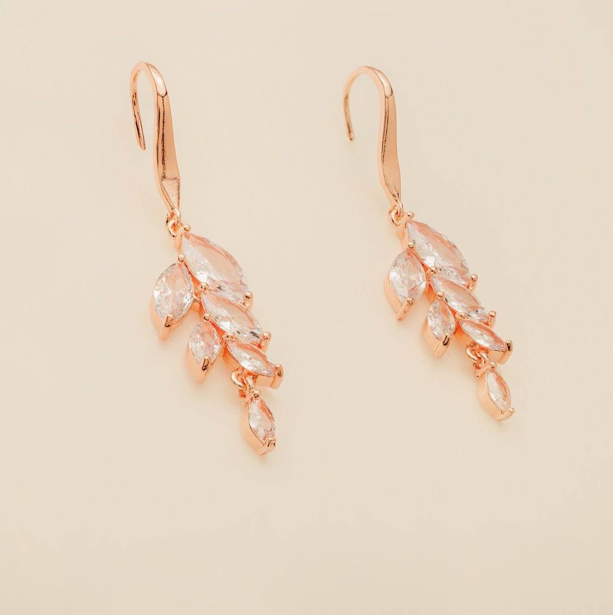 Fearne Crystal Wedding Earrings / Rose Gold