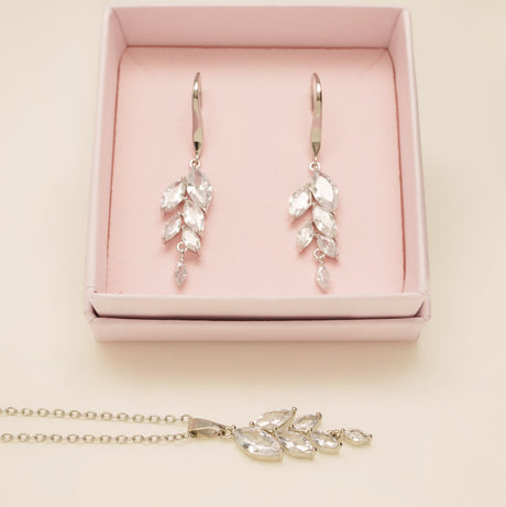 Fearne Crystal Wedding Jewellery Set / Silver
