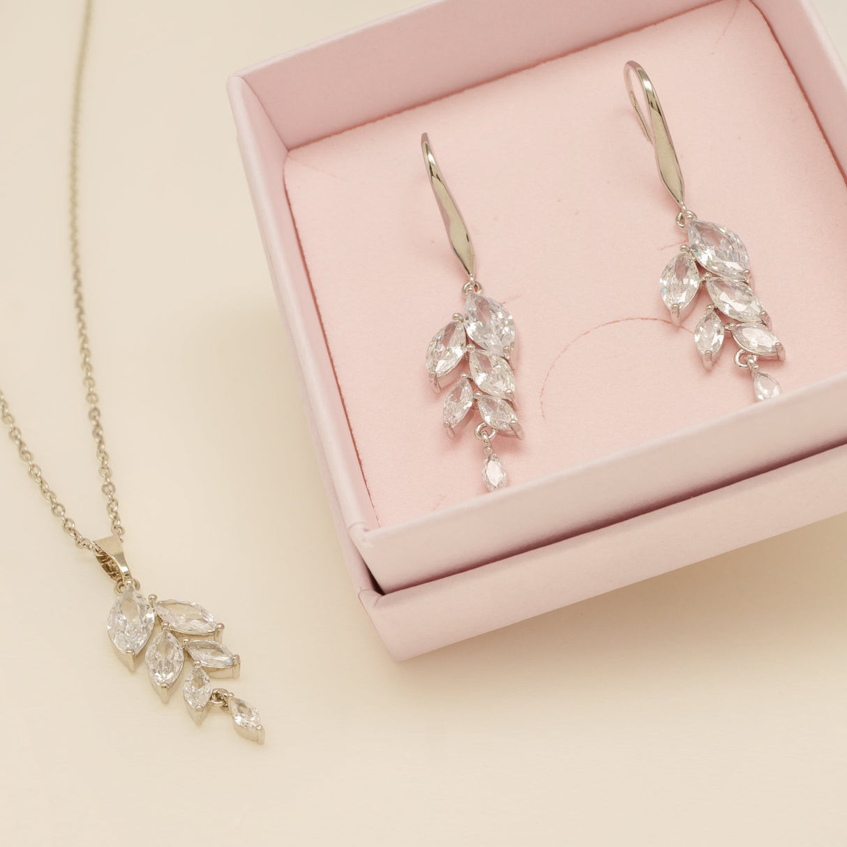Fearne Crystal Wedding Jewellery Set / Silver
