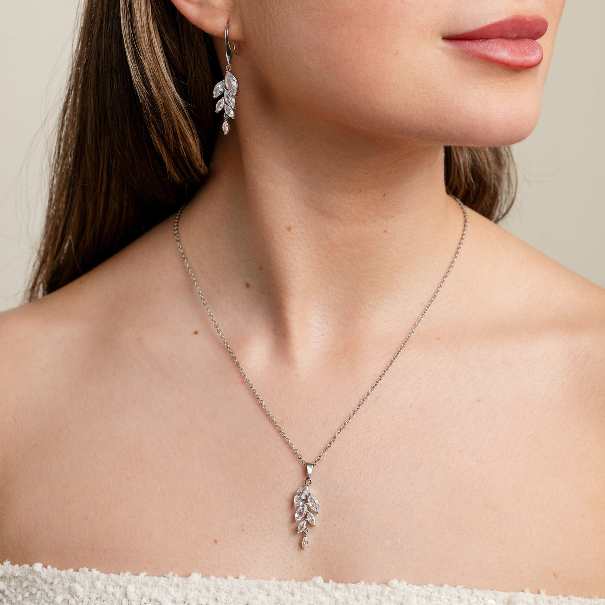Fearne Crystal Wedding Jewellery Set / Silver