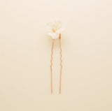 Fleur Ceramic Flower Pearl Wedding Hair Pins / Rose Gold