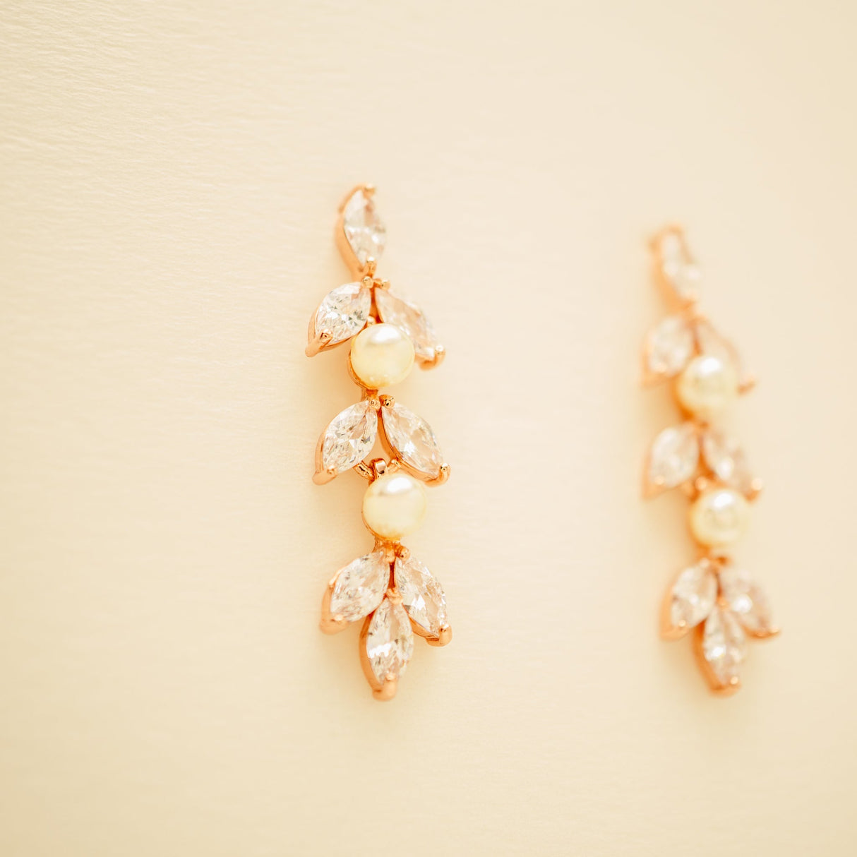 Fliss Pearl and Crystal Wedding Jewellery Set / Rose Gold