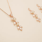 Fliss Pearl and Crystal Wedding Jewellery Set / Rose Gold