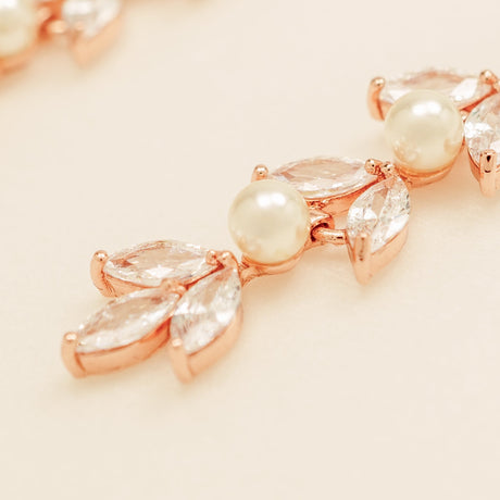 Fliss Pearl and Crystal Wedding Jewellery Set / Rose Gold