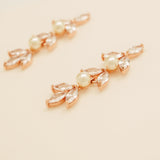 Fliss Pearl and Crystal Bridal Earrings / Rose Gold