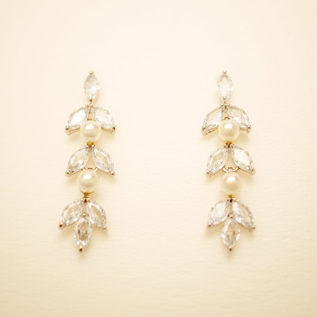Fliss Pearl and Crystal Bridal Earrings / Silver