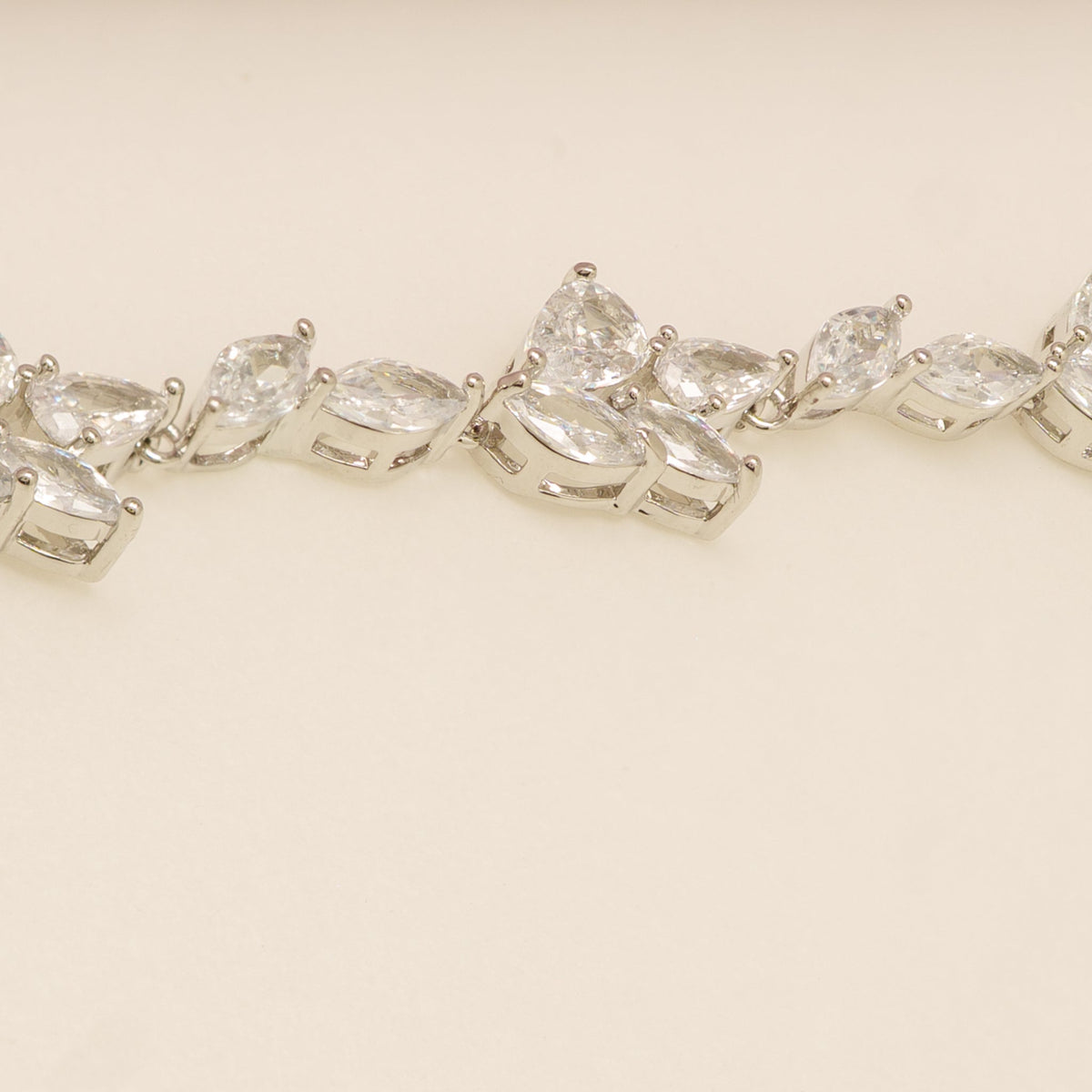 Ivy Crystal Leaf Wedding Bracelet / Silver