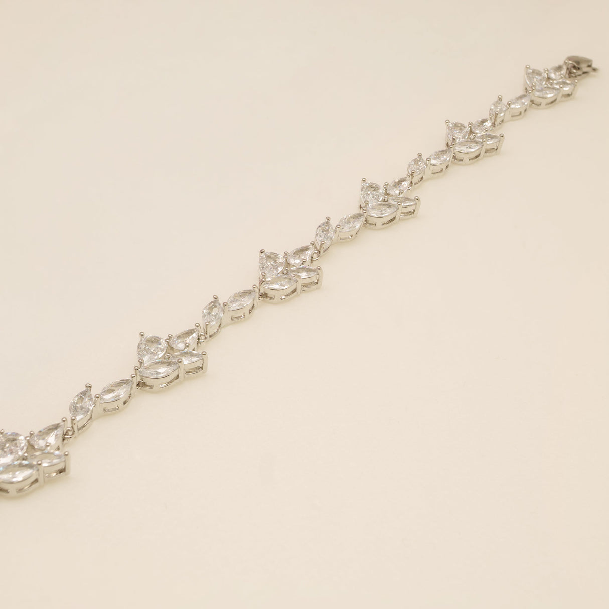 Ivy Crystal Leaf Wedding Bracelet / Silver