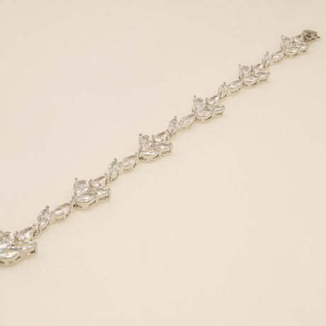Ivy Crystal Leaf Wedding Bracelet / Silver