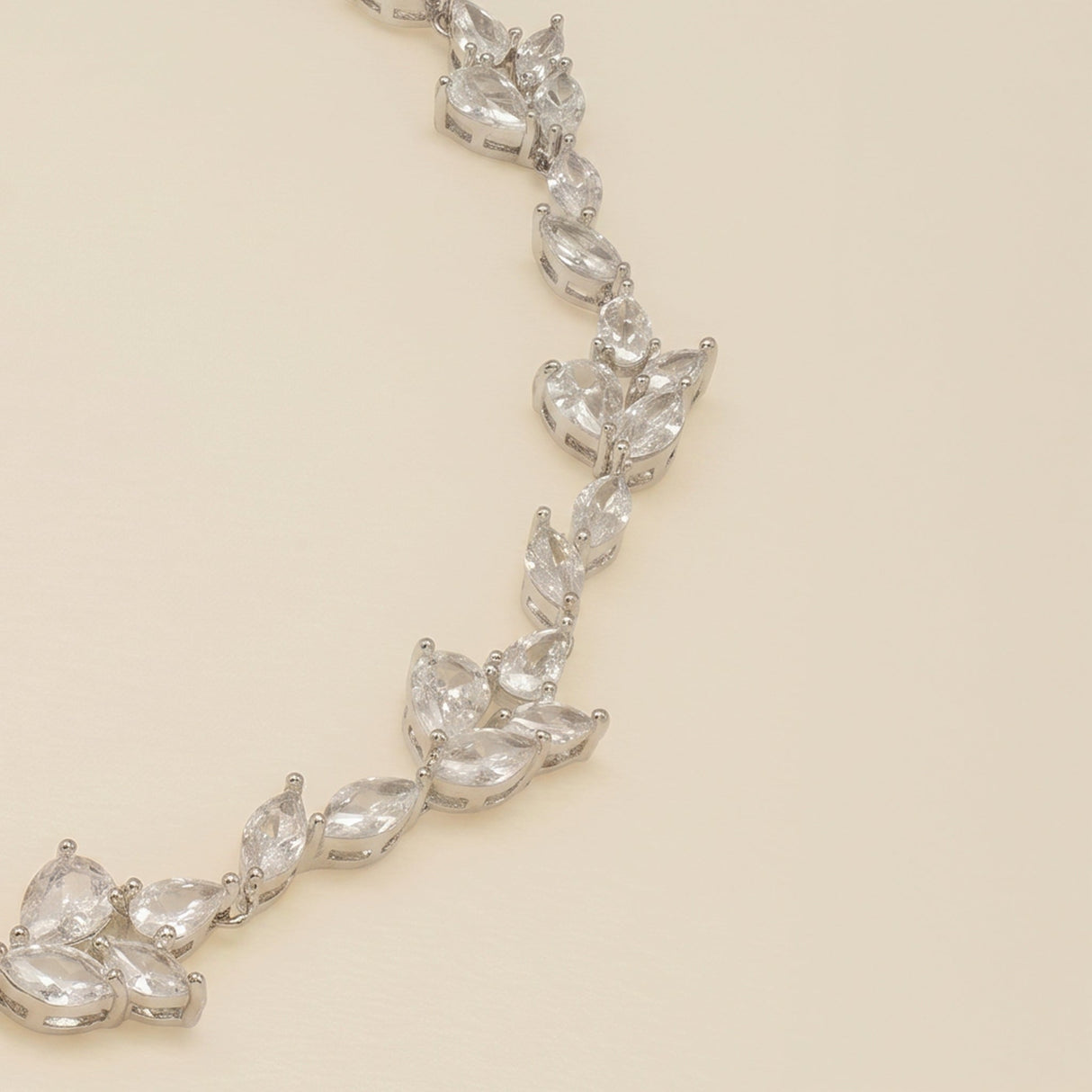Ivy Crystal Leaf Wedding Bracelet / Silver