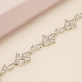 Ivy Crystal Leaf Wedding Bracelet / Silver