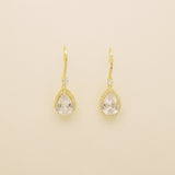 Jessica Crystal Drop Wedding Earrings in Gold photo 2