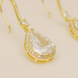 Jessica Crystal Drop Wedding Earrings in Gold photo 3
