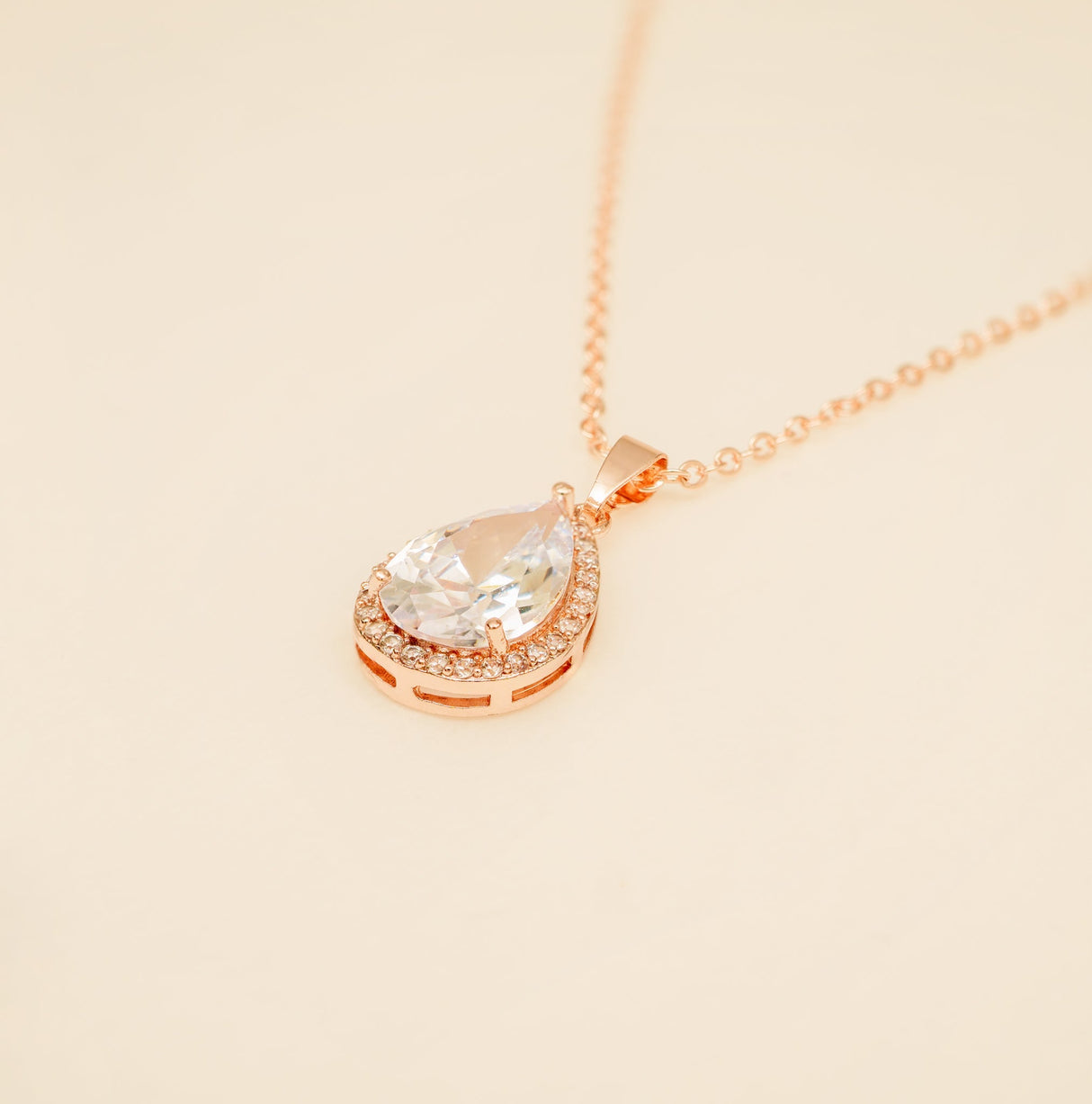 Jessica Crystal Bridal Necklace in Rose Gold photo 3