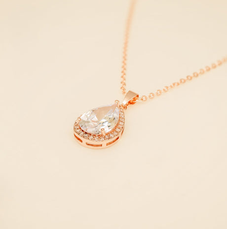 Jessica Crystal Bridal Necklace in Rose Gold photo 3